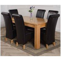 Thats Furniture Dakot 152 x 87cm Medium Oak Dining Table & 6 Montana Leather Chairs in Black | Size: 152 x 87 cm