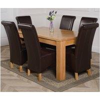 Thats Furniture Dakot 152 x 87cm Medium Oak Dining Table & 6 Montana Leather Chairs in Brown | Size: 152 x 87 cm