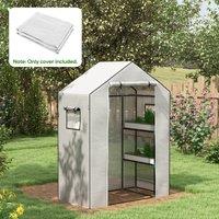OUTSUNNY PE Greenhouse Cover Replacement with Door & Mesh Windows in White