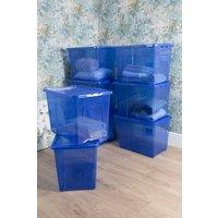 Wham Crystal 8 x 80L Stackable Plastic Storage Boxes with Lids in Blue