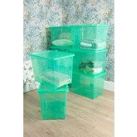 Wham Crystal 8 x 80L Stackable Plastic Storage Boxes with Lids in Green