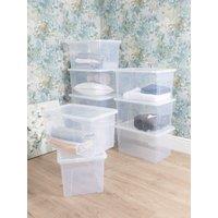 Wham Crystal 10 x 60L Stackable Plastic Storage Boxes with Lids in Clear