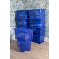 Wham Crystal 10 x 60L Stackable Plastic Storage Boxes with Lids in Blue
