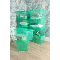 Wham Crystal 10 x 60L Stackable Plastic Storage Boxes with Lids in Green