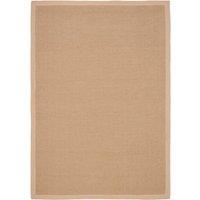 Kukoon Natural Golden Beige Jute Micro Woven Herringbone Pattern Cotton Border Area Rug | Size: 80 cm x 150 cm