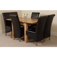 Thats Furniture Richmond 90-150cm Oak Extending Dining Table & 6 Montana Leather Chairs in Black