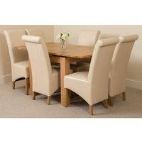 Thats Furniture Richmond 90-150cm Oak Extending Dining Table & 6 Montana Leather Chairs in Cream