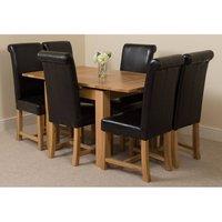 Thats Furniture Richmond 90-150cm Oak Extending Dining Table + 6 Washington Leather Chairs in Black
