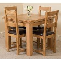 Thats Furniture Richmond 90-150cm Square Oak Extending Dining Table & 4 Lincoln Chairs in Brown