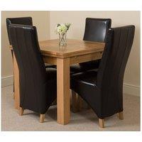 Thats Furniture Richmond 90-150cm Square Oak Extending Dining Table + 4 Lola Leather Chairs in Black