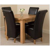 Thats Furniture Richmond 90-150cm Oak Extending Dining Table & 4 Montana Leather Chairs in Black