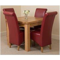 Thats Furniture Richmond 90-150cm Oak Extending Dining Table & 4 Montana Leather Chairs in Red