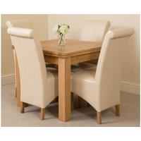 Thats Furniture Richmond 90-150cm Oak Extending Dining Table & 4 Montana Leather Chairs in Cream