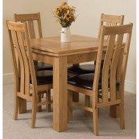 Thats Furniture Richmond 90-150cm Square Oak Extending Dining Table & 4 Princeton Chairs in Brown
