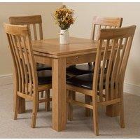 Thats Furniture Richmond 90-150cm Square Oak Extending Dining Table & 4 Harvard Chairs in Brown