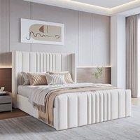 Modish Furnishing Mika Cream Velvet Ottoman Storage Bed | Size: Double