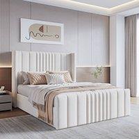Modish Furnishing Mika Cream Velvet Ottoman Storage Bed | Size: King