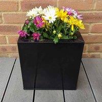 Woven Wood 30cm Zinc Platinum Black Square Planter