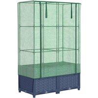 Berkfield Home Raised Bed with Greenhouse Cover Rattan Look 80x40x138 cm in Navy | Size: 80 x 40 x 138 cm
