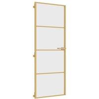 Berkfield Home Interior Door Slim Golden 76x201.5 cm Tempered Glass & Aluminium in Gold