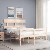 Berkfield Home Bed Frame with Headboard 120x200 cm Solid Wood in Brown | Size: Small Double