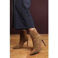 Where's That From Women's 'Kira' Suede Pointed Toe Stiletto Ankle Boots in Khaki | Size: 7
