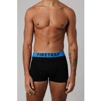 Firetrap Men's 3 Pack Cotton Stretch Boxers with Logo Waistband in Black | Size: Large