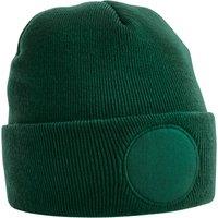 Beechfield Men's Circular Patch Cuffed Beanie in Bottle Green