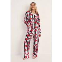 NastyGal Women's Lips Print Pajama Trouser Set in Red | Size: Small
