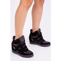 Where's That From Women's 'Hitop' Wedge Trainers With A Front Lace Up in Black | Size: 5