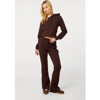 Pink Vanilla Women's Brown Pin Tuck Jersey Flares | Size: Large