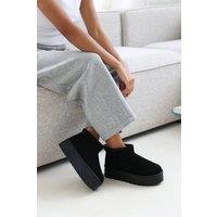 Where's That From Women's 'Eveline' Platform Fur Lining Ankle Boots in Black | Size: 7