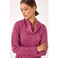 Roman Women's Wrap Front Cowl Neck Top in Pink | Size: 10
