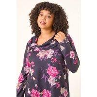 Roman Women's Curve Floral Print Cowl Stretch Top | Size: 18