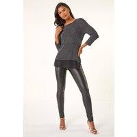 Roman Women's Shimmer Chiffon Hem Top in Silver | Size: 20