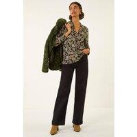 Roman Women's Floral Print V-Neck Top | Size: 20