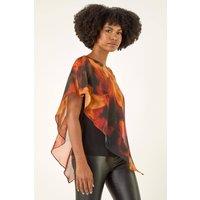 Roman Women's Fire Metallic Asymmetric Overlay Top | Size: 18