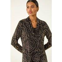 Roman Women's Jacquard Cowl Neck Stretch Top | Size: 10