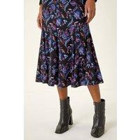 Roman Women's Floral Stretch Midi Skirt | Size: 14