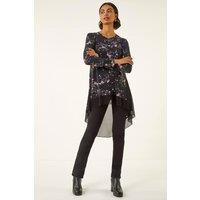 Roman Women's Floral Chiffon Hem Tunic Top | Size: 10