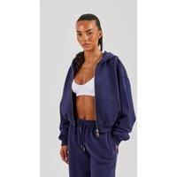 Cernucci Women's Cropped Zip Through Hoodie - Navy | Size: Medium