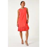 Roman Women's Petite Pleated Hem Shift Dress in Coral | Size: 8