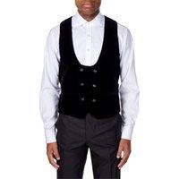 XPOSED Men's TIM Luxurious Velvet Low U Cut Waistcoat Elegant Occasions in Black | Size: 42