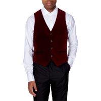 XPOSED Men's Elegant Velvet Waistcoat in Maroon | Size: 48