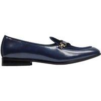 XPOSED Men's Stylish Leather & Velvet Loafers With Elegant Monk Strap in Navy | Size: 9.5