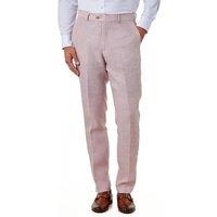 XPOSED Men's Stylish Lewis Linen Suit Trousers in Pink | Size: 34