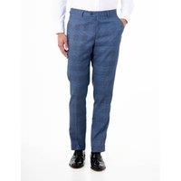 XPOSED Men's Ekon Tailored Prince of Wales Check Suit Trousers in Pale Blue | Size: 38