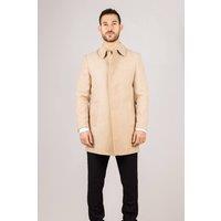 Infinity Leather Men's Wool Blend Classic Collar Overcoat in Beige | Size: 36R
