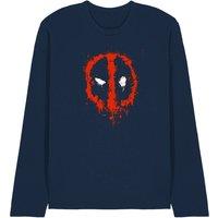Marvel Deadpool Paint Logo Long Sleeve T-Shirt in Navy | Size: 2XL