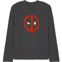 Marvel Deadpool Paint Logo Long Sleeve T-Shirt in Grey | Size: Large